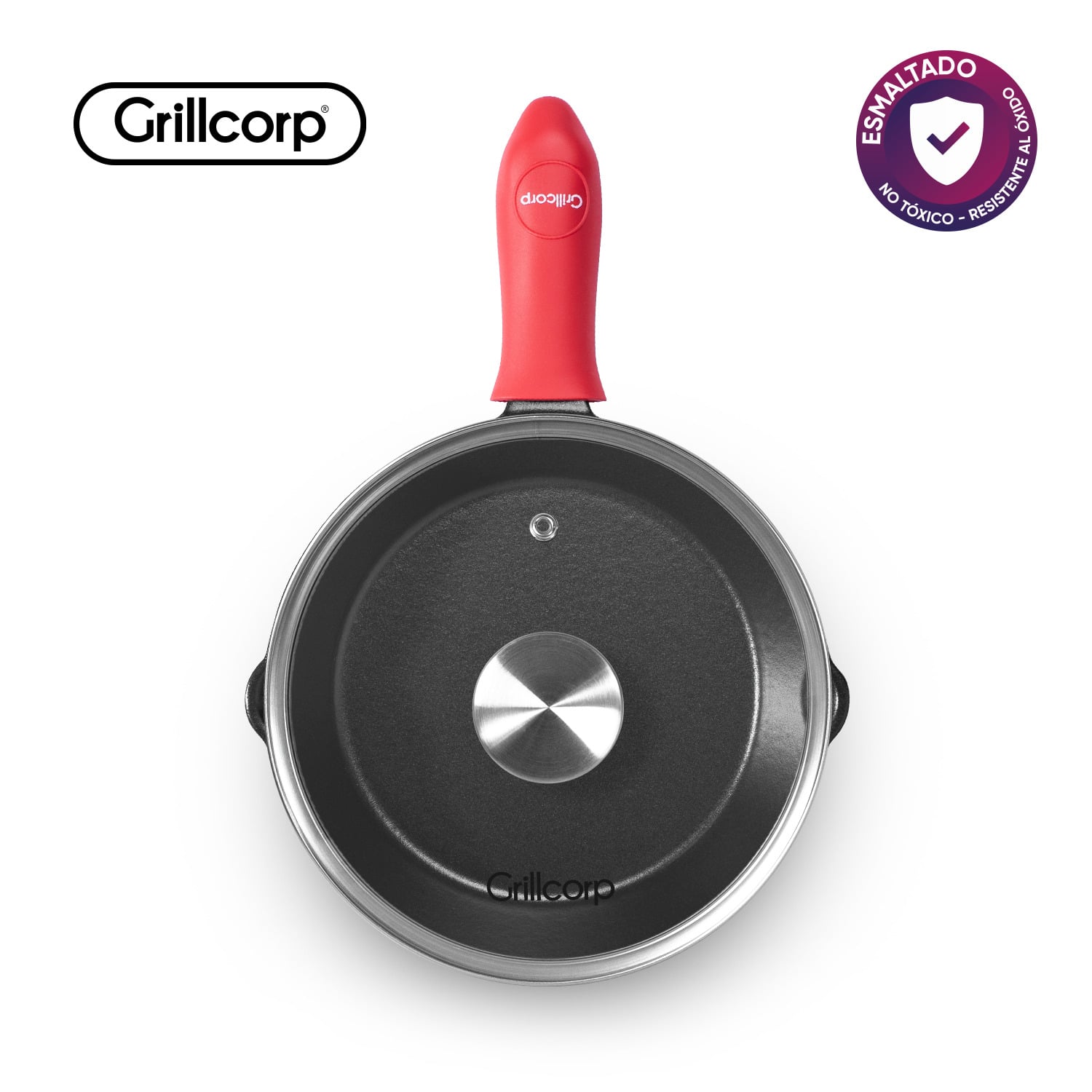 SARTEN GRILLCORP N° 20 HF ESMALTADO + TAPA DE VIDRIO + MANGO - 1