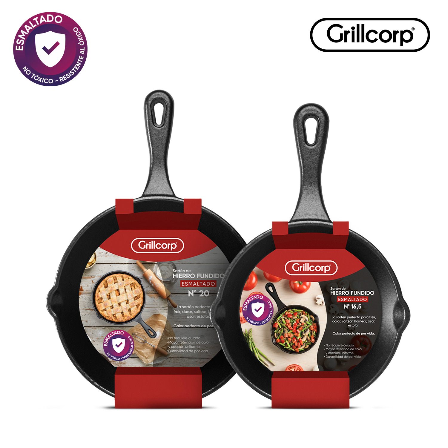 SARTENES GRILLCORP HF ESMALTADO N°16.5 + N°20 - 1