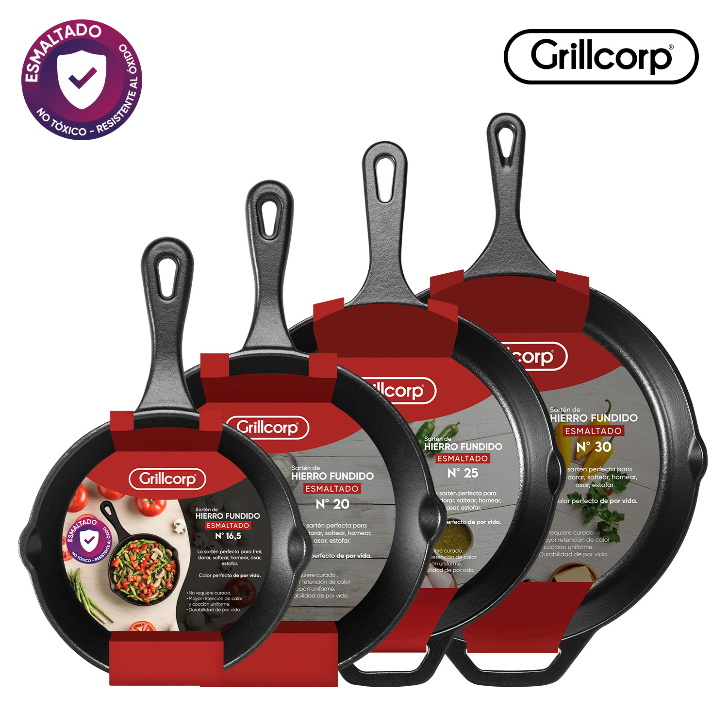 SARTENES GRILLCORP HF ESMALTADO N°16.5 + N°20 + N°25 + N°30 - 1