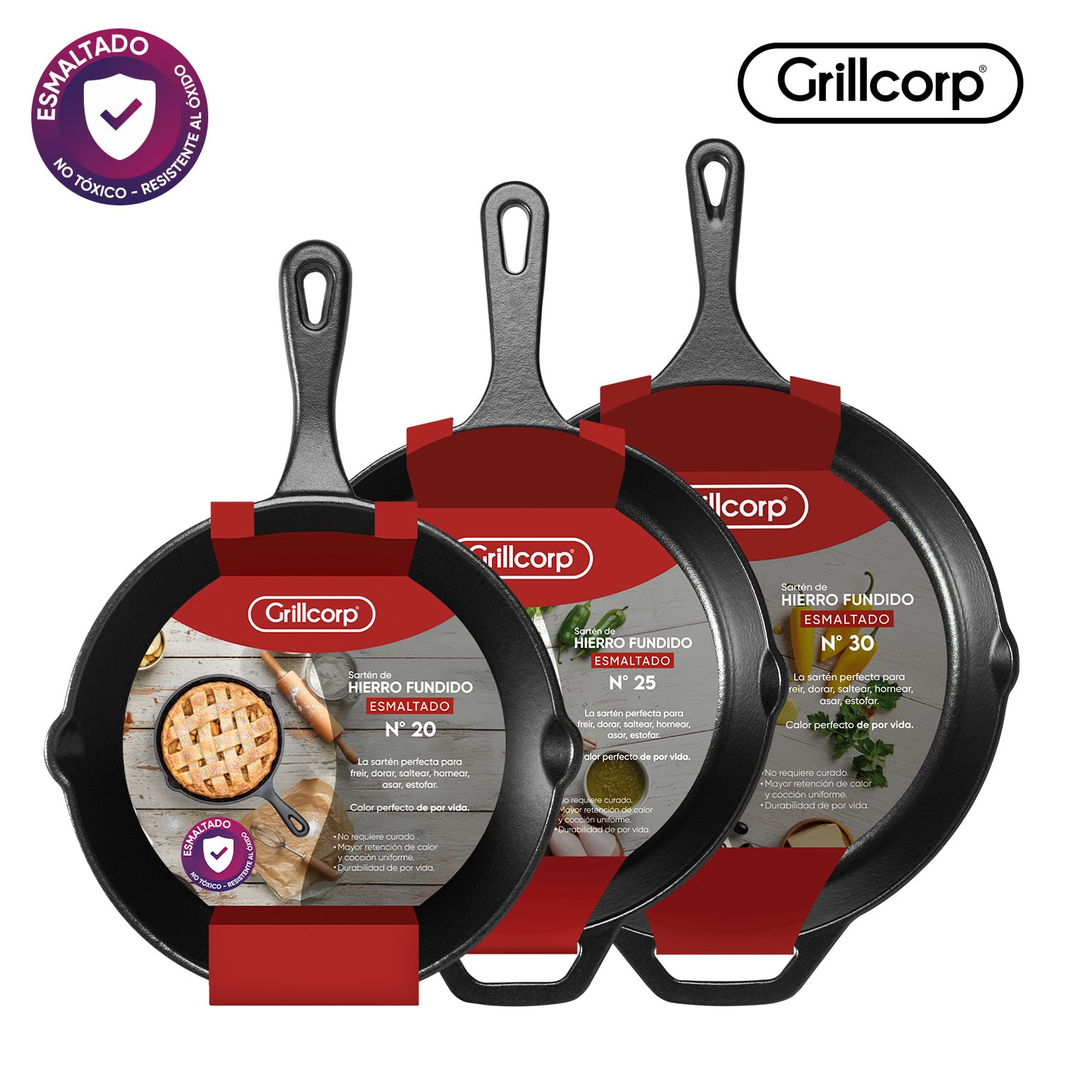 SARTENES GRILLCORP HF ESMALTADO N°20 + N°25 + N°30 - 1