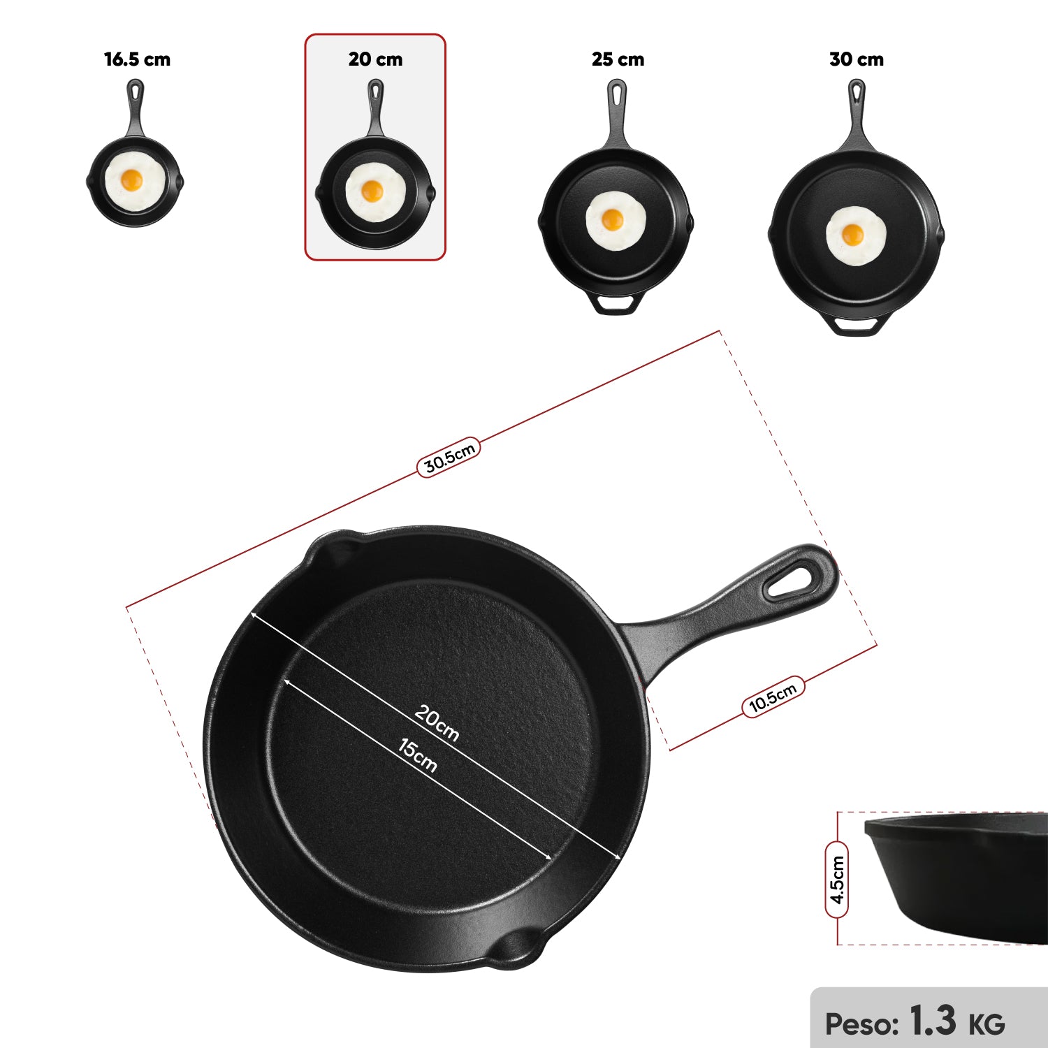 SARTENES GRILLCORP HF ESMALTADO N°20 + N°25 + N°30 - 2