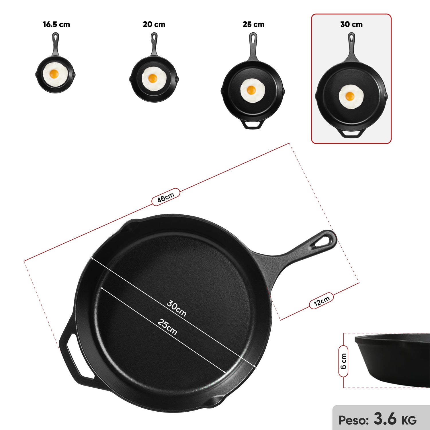 SARTENES GRILLCORP HF ESMALTADO N°20 + N°25 + N°30 - 4