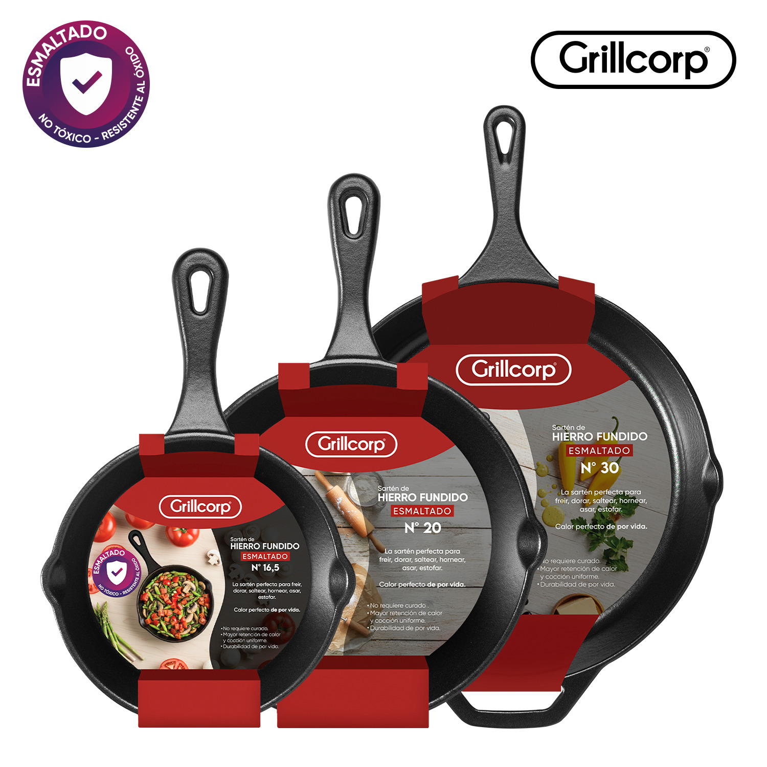 SARTENES GRILLCORP HF ESMALTADO N°16.5 + N°20 + N°30 - 1