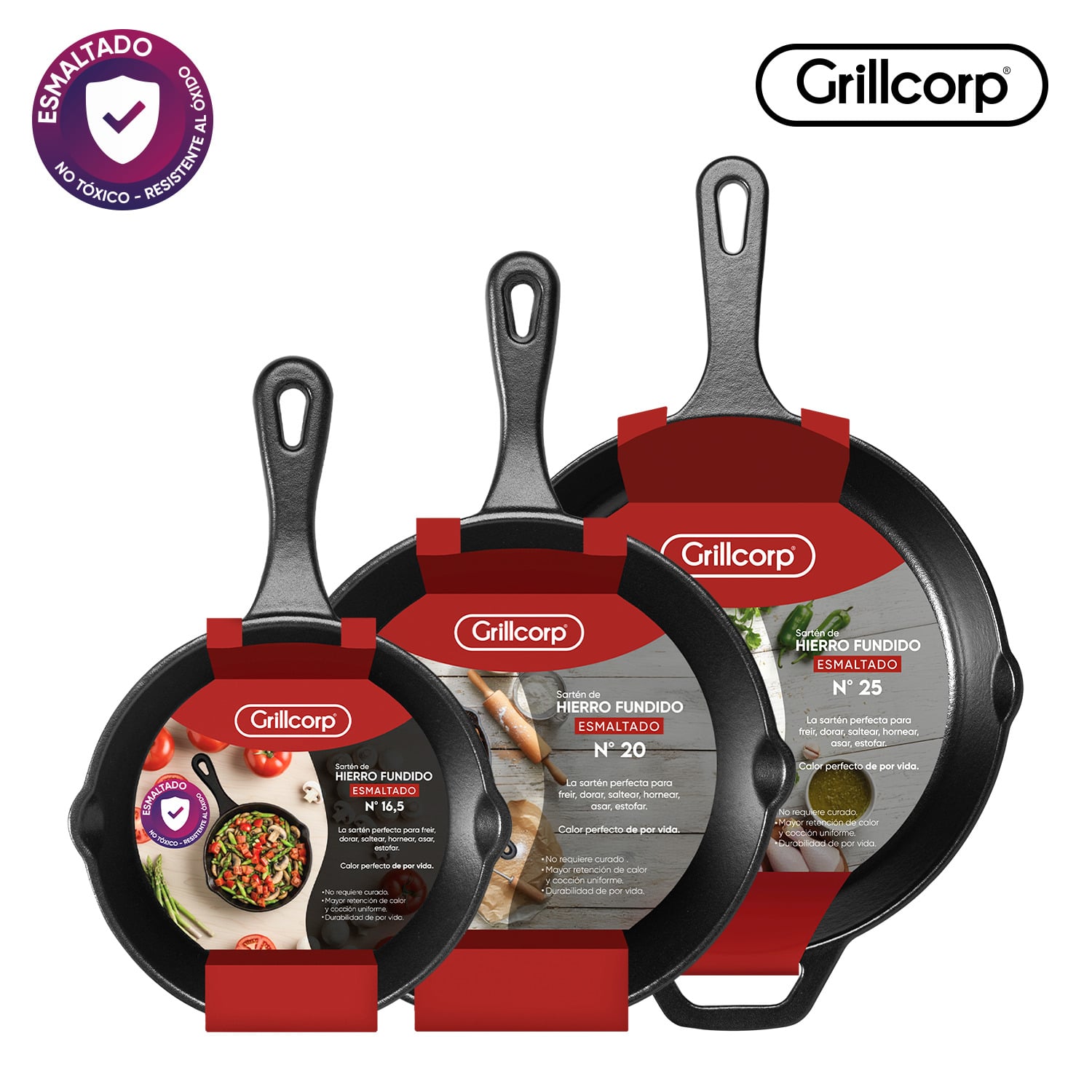 SARTENES GRILLCORP HF ESMALTADO N°16.5 + N°20 + N°25 - 1