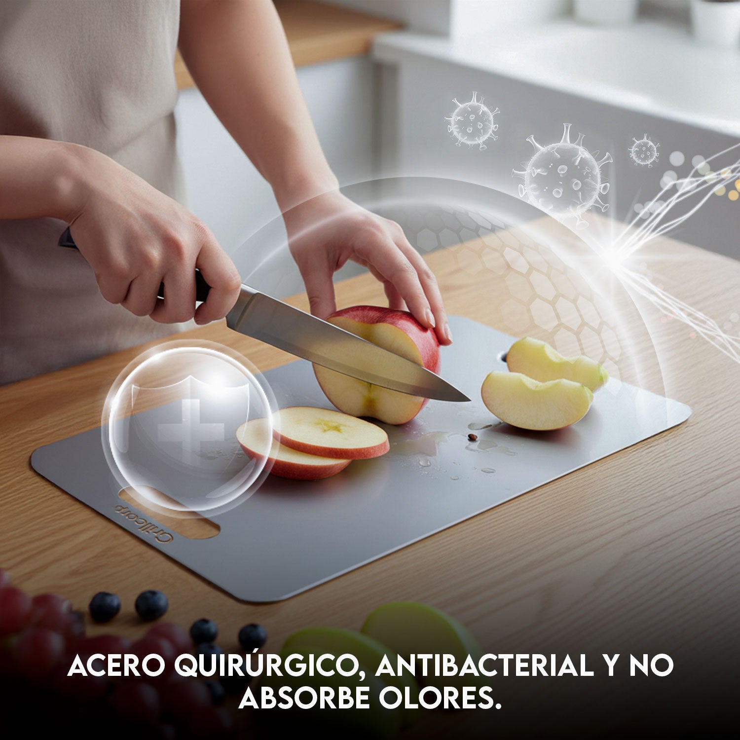 TABLA GRANDE DE ACERO INOXIDABLE  50X35CM AISI 316 GRADO QUIRURGICO - 6