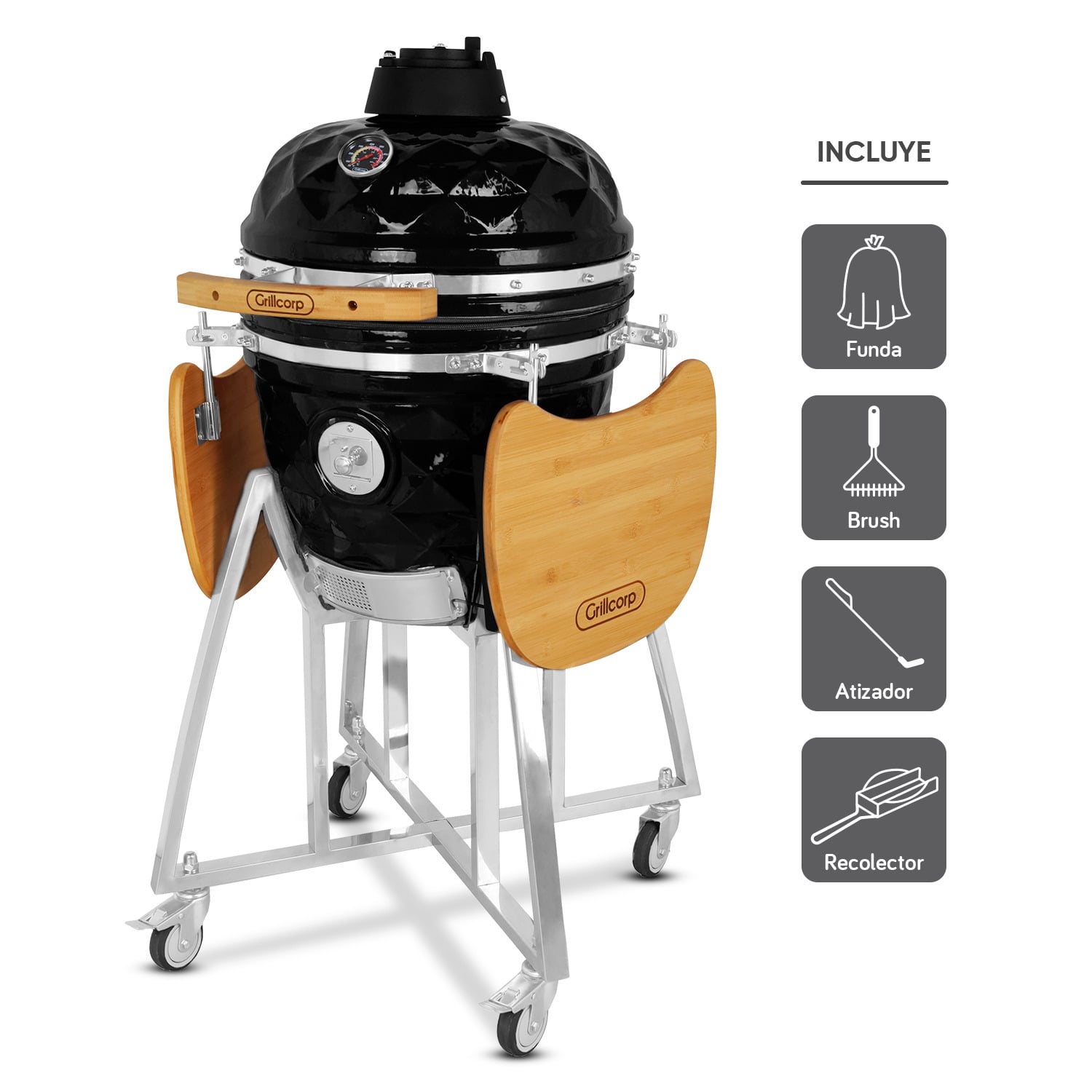 KAMADO DIAMANTE 18 NEGRO + 4 ACCESORIOS - 1