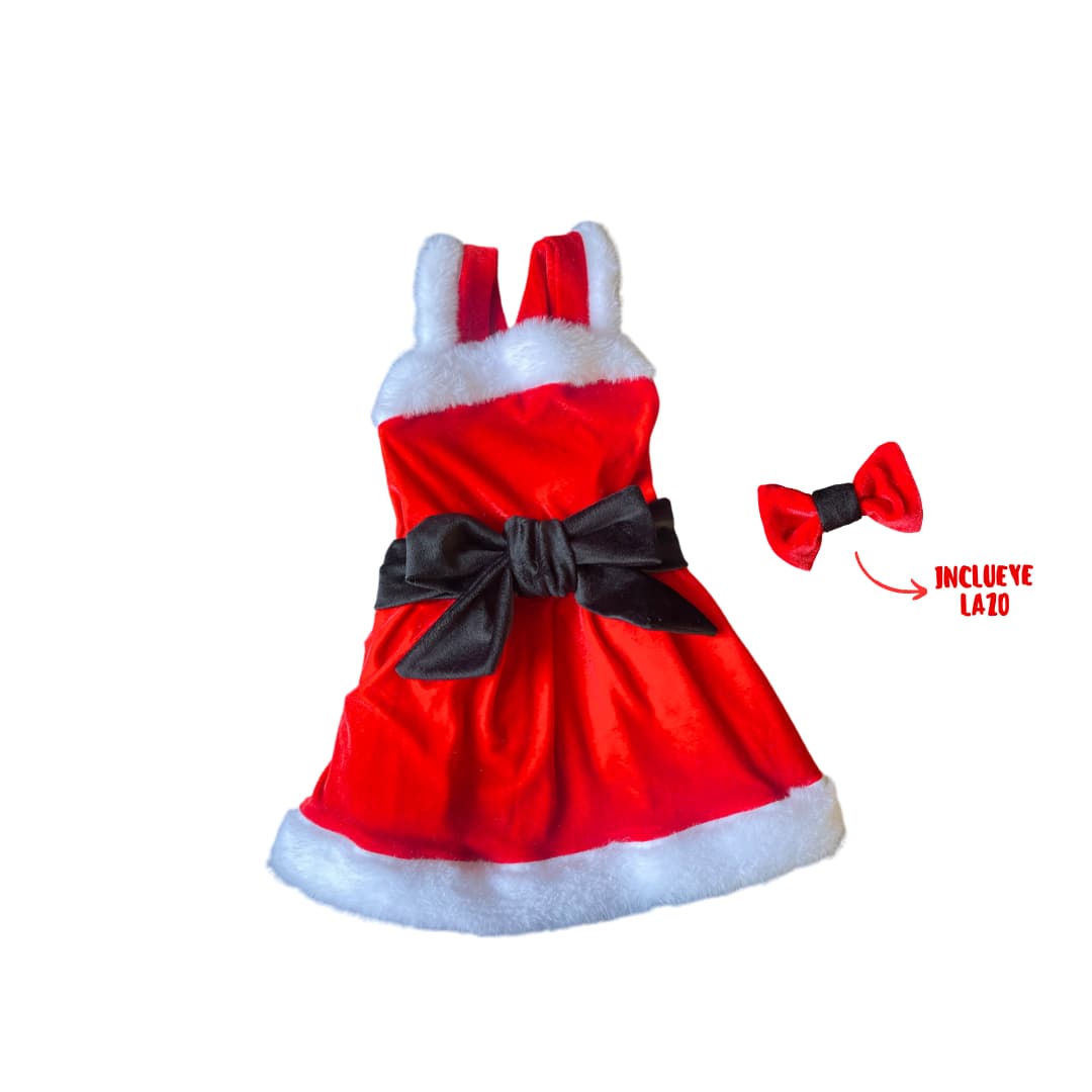 VESTIDO TERCIOPELO PERRO Y GATO MAMA NOELA ROJO TALLA 2 LETIF PET SHOP - 1