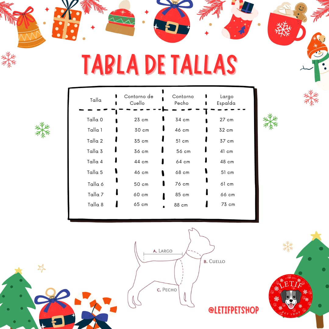 POLERA ALGODÓN PERRO Y GATO HAPPY XMAS WOOF TALLA 4 LETIF PET SHOP - 3