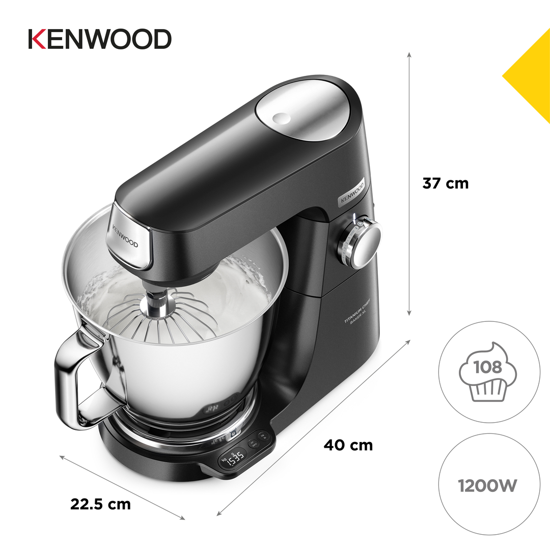 BATIDORA KENWOOD TITANIUM CHEF BAKER XL KVL85.004BK DUOBOWL BLACK - 2