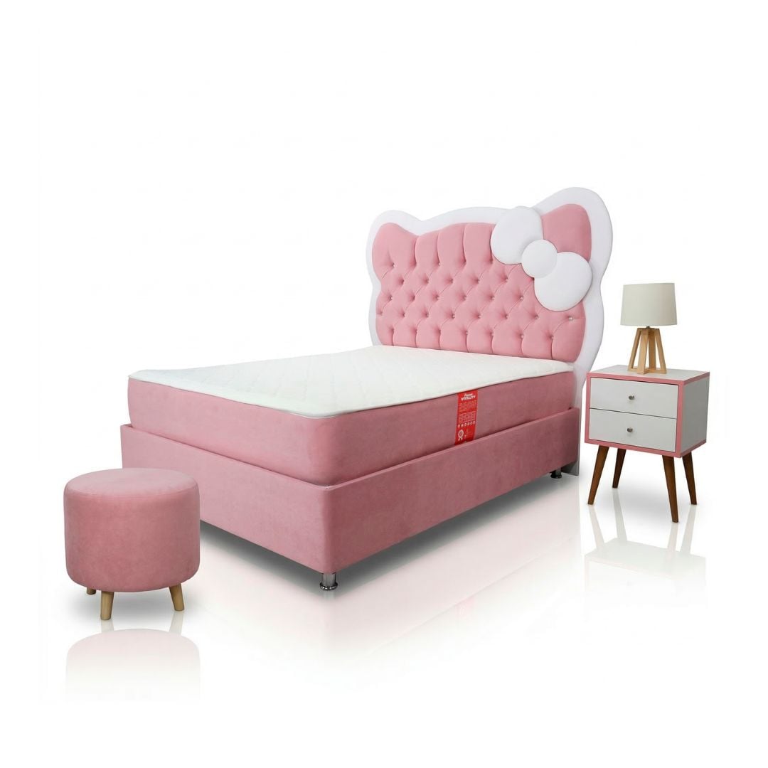 DORMITORIO KATTY CLASS CON COLCHÓN Y VELADOR 2 PLAZAS - 1
