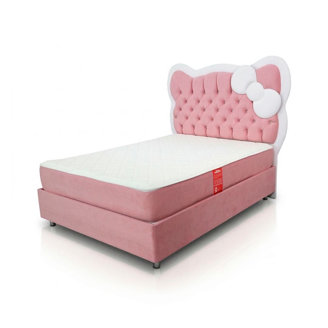 DORMITORIO KATTY CLASS CON COLCHÓN Y VELADOR 2 PLAZAS - 2