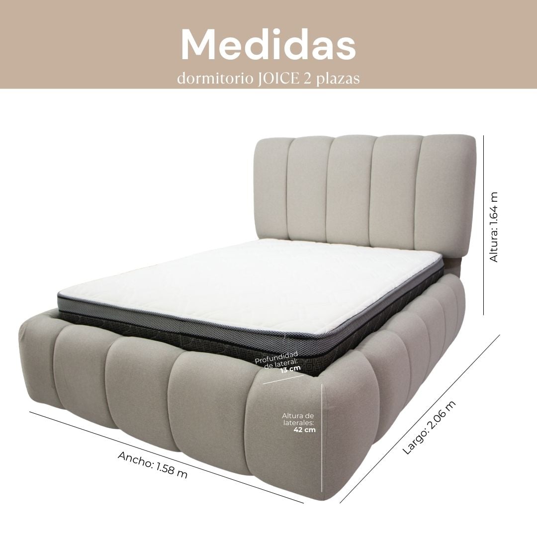 DORMITORIO NUBE JOICE BOX TARIMA Y COLCHÓN 2 PLAZAS BEIGE - 3