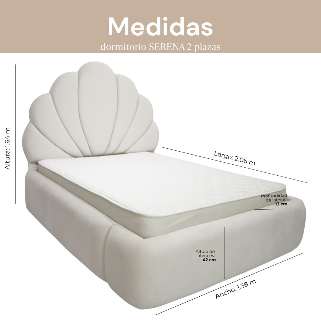 DORMITORIO NUBE SERENA Y COLCHÓN 2 PLAZAS - 4