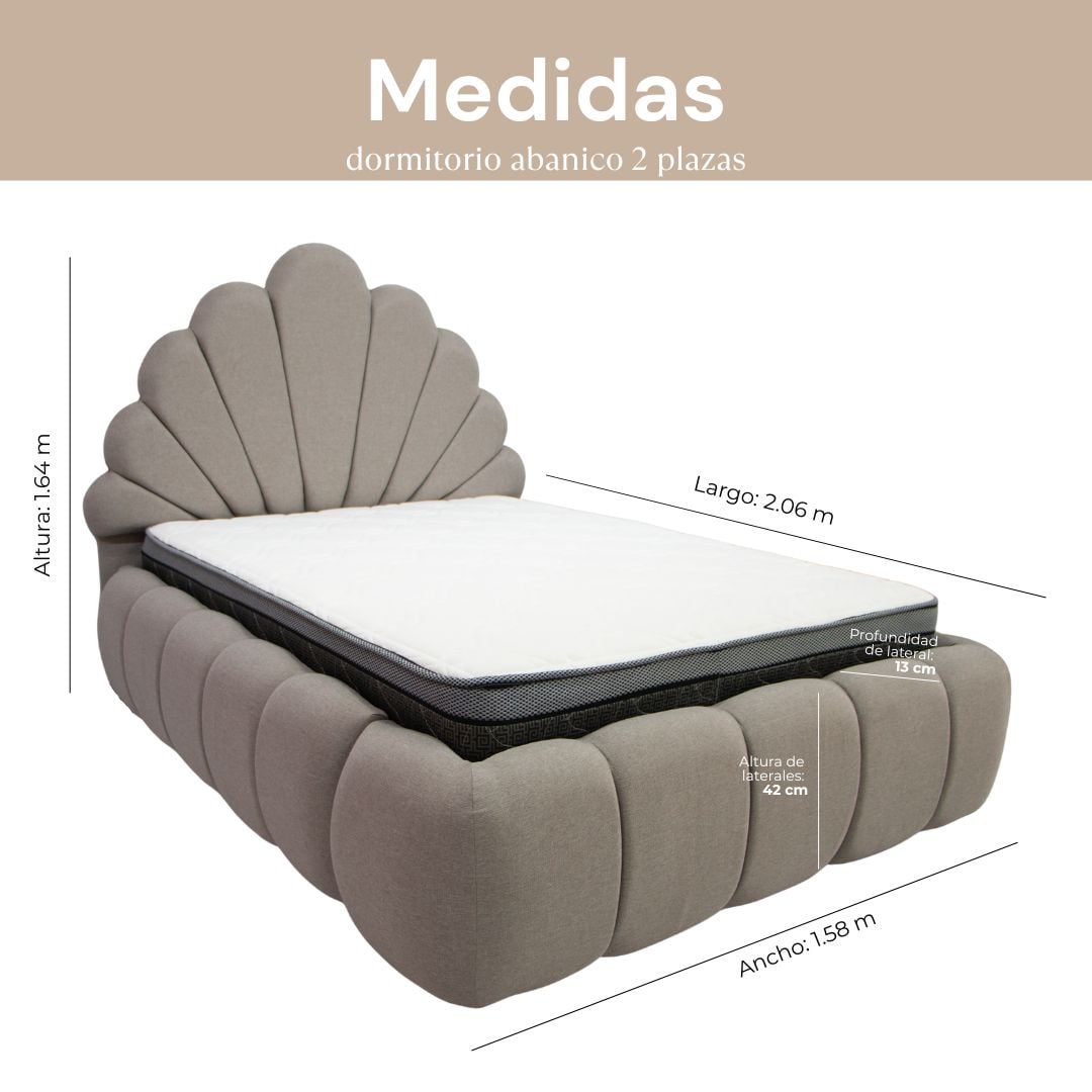 DORMITORIO NUBE ABANICO BOX TARIMA CON COLCHÓN 2 PLAZAS - 2