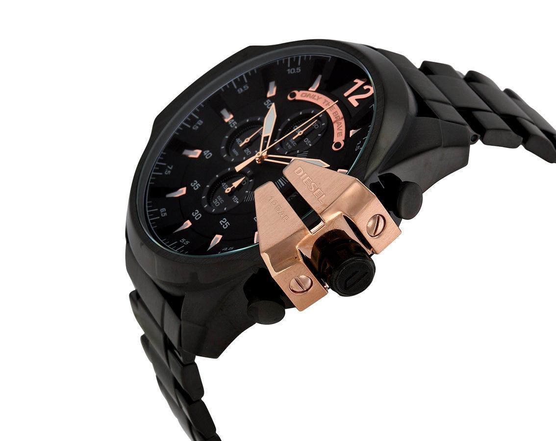 RELOJ DIESEL HOMBRE ANÁLOGO DZ4309 MEGA CHIEF CRONÓGRAFO NEGRO DORADO - 4
