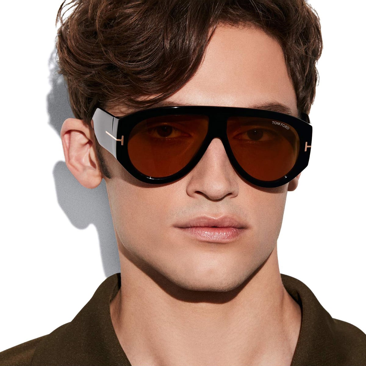 LENTES DE SOL TOM FORD™ FT1044 BRONSON 01E 60 - SHINY BLACK/T LOGO - 4