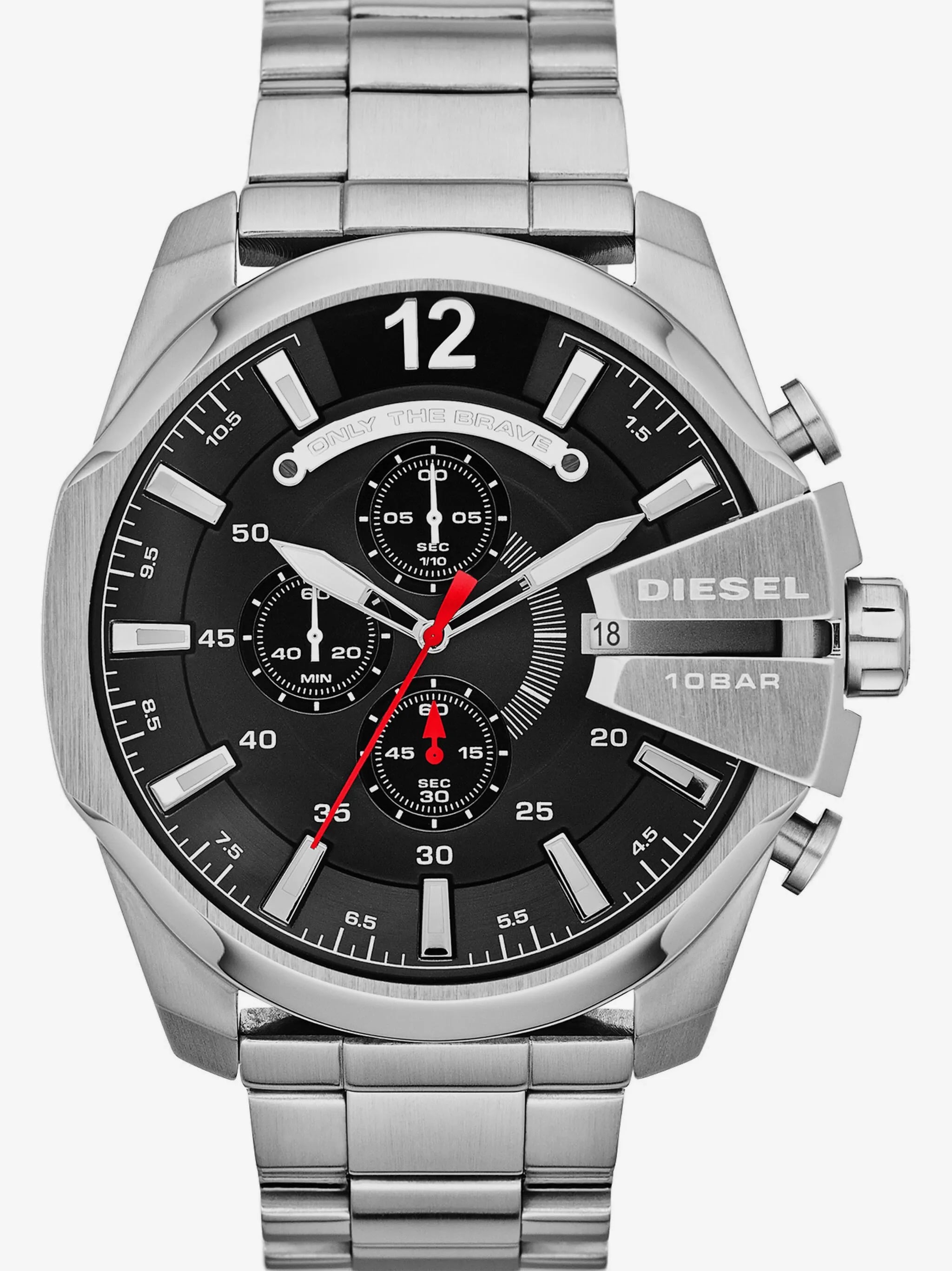 RELOJ CRONÓGRAFO DIESEL MODELO DZ4308 PLATEADO NEGRO DETALLE ROJO NUEVO EN CAJA - 2