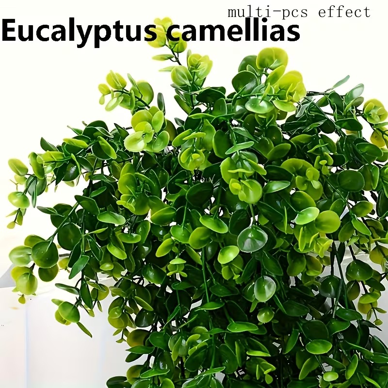 PACK 4 PLANTAS ARTIFICIALES COLGANTE EUCALIPTO VERDE REAL AMBIENTE VIVO 80 CM NUEVO - 2
