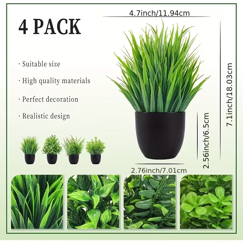 PACK 4 PLANTAS CON MACETA DECORACIÓN INTERIORES MODELO NUEVO - 2