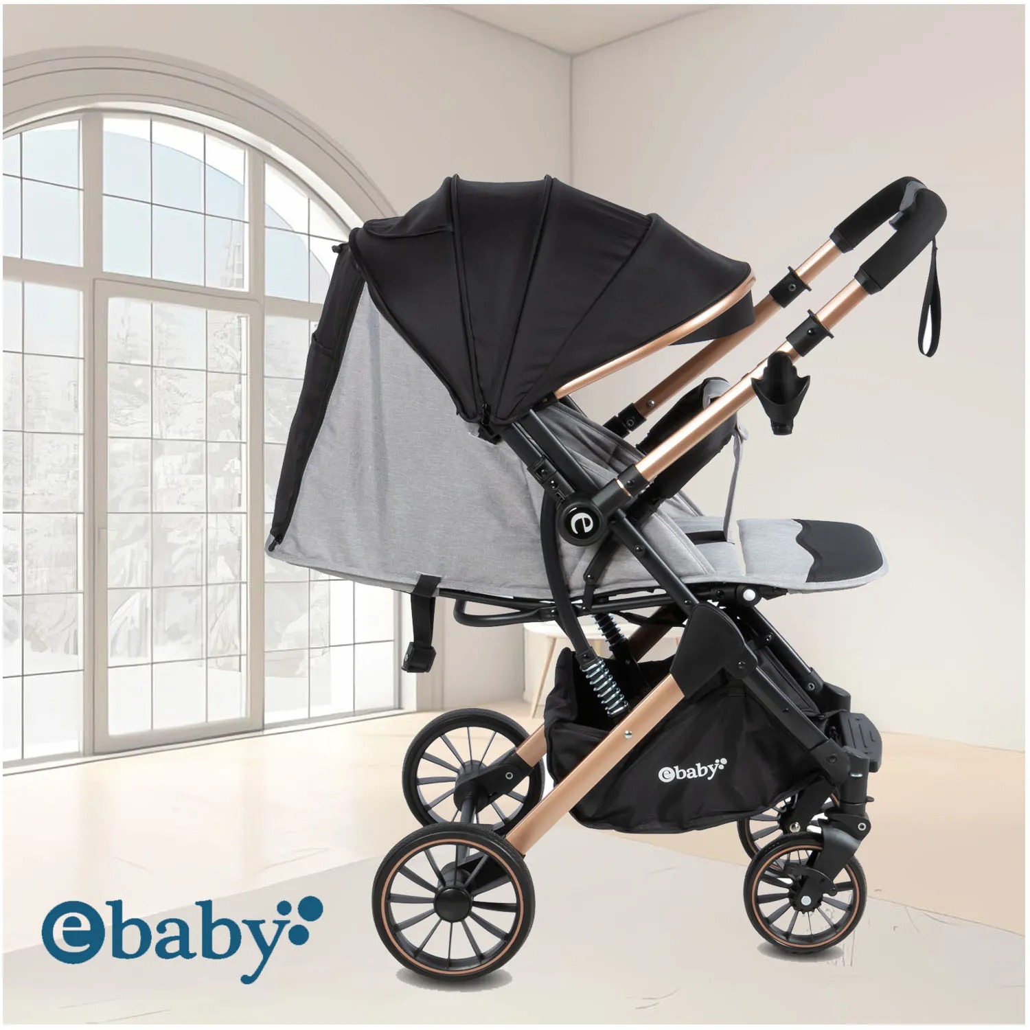 COCHE MOISÉS TRAVEL SYSTEM EBABY «SPARROW» PORTA BEBÉ GRAY - 3