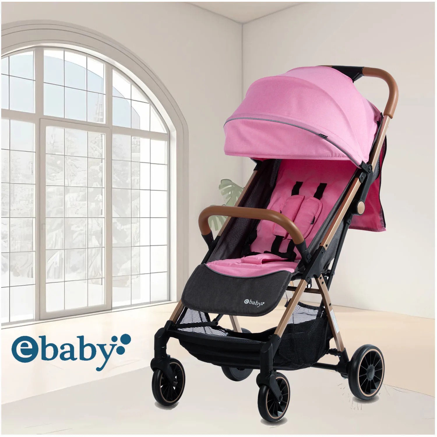 COCHE MALETA PARA BEBÉ «SOFI» DE FÁCIL PLEGADO PINK - 4