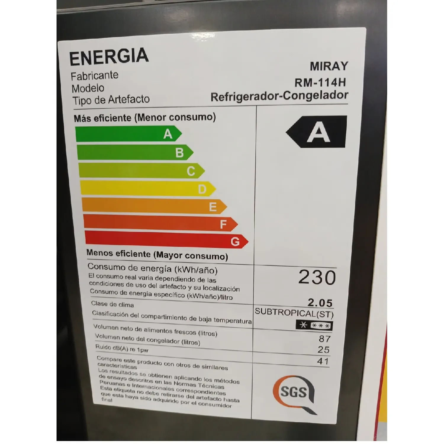 REFRIGERADORA MIRAY RM-114H EURO FRÍO 112 L - 3
