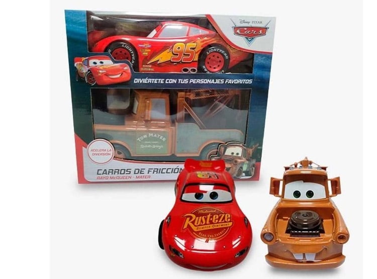 COCHES DE FRICCION RAYO MCQUEEN Y MATER CARS - 2 CARRITOS - 1
