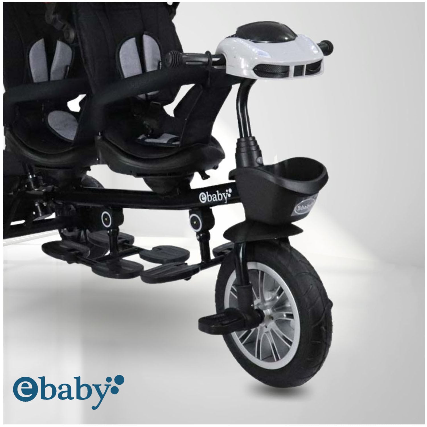 TRICICLO GUIADOR EBABY GEMELAR REDGRAY - 2