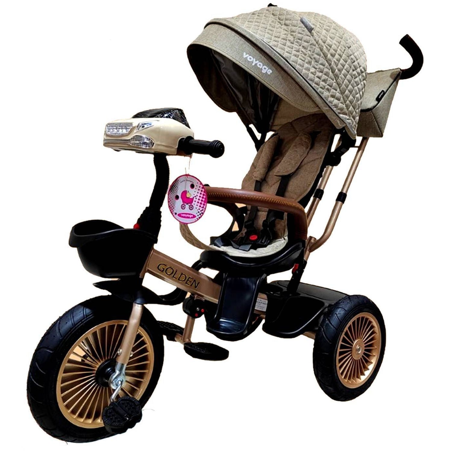 TRICICLO ASIENTO GIRATORIO VOYAGE GOLDEN CON TELA UV BEIGE - 2