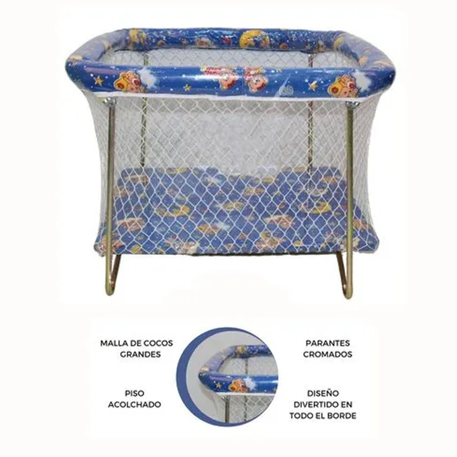 CORRAL PARA BEBES ACOLCHADO CAMBREL AZUL - 2