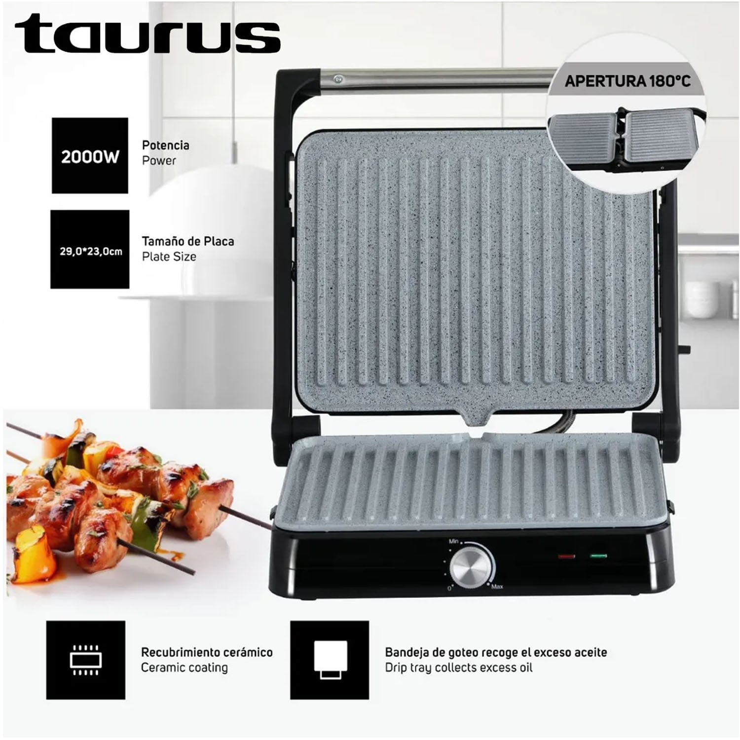 GRILL TAURUS MOD ASTERIA II 2000W - 4
