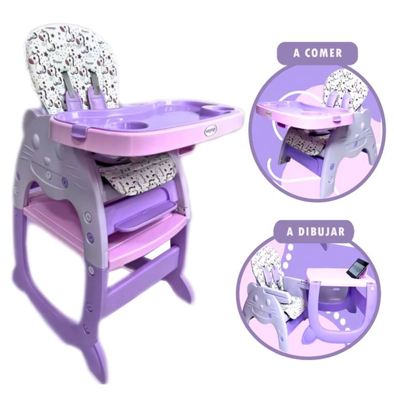 SILLA DE COMER GATO CARPETA 3 EN 1 MORADO - 1