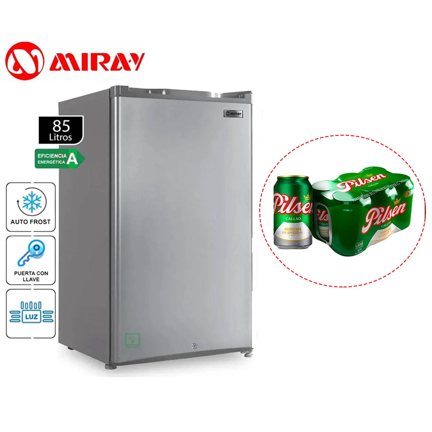 PACK MIRAY RM-92S FRIGOBAR-REFRIGERADORA + SIX PILSEN 355ML - 1