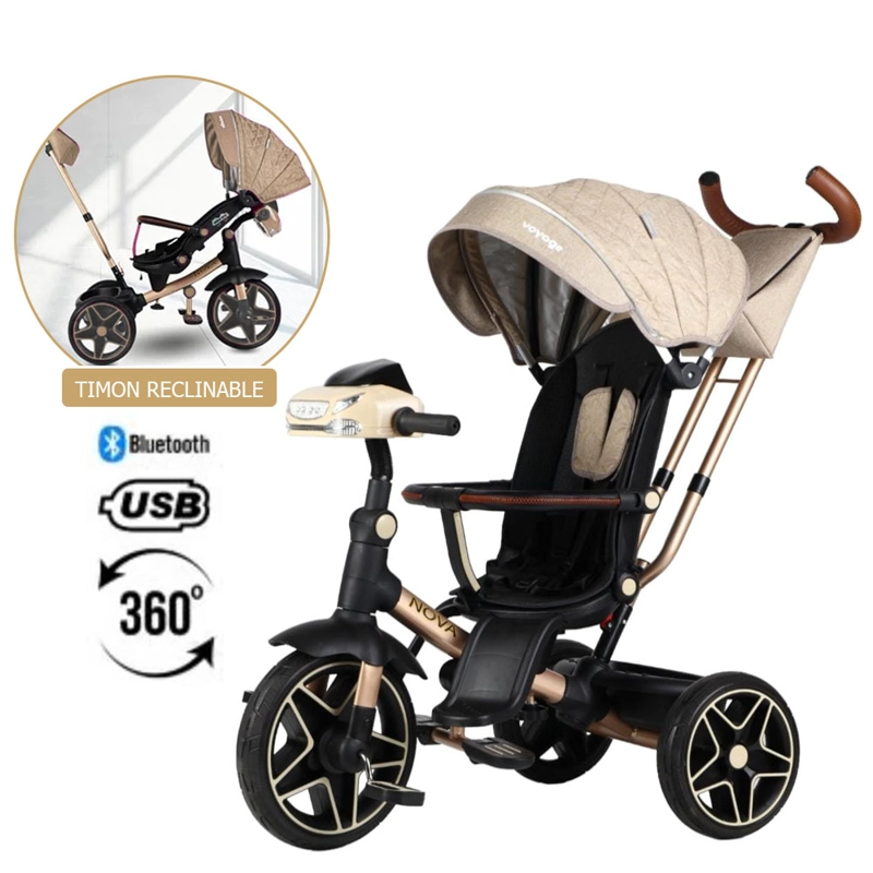 TRICICLO GIRATORIO 5 EN 1 VOYAGE NOVA USB BLUETOOTH BEIGE - 1