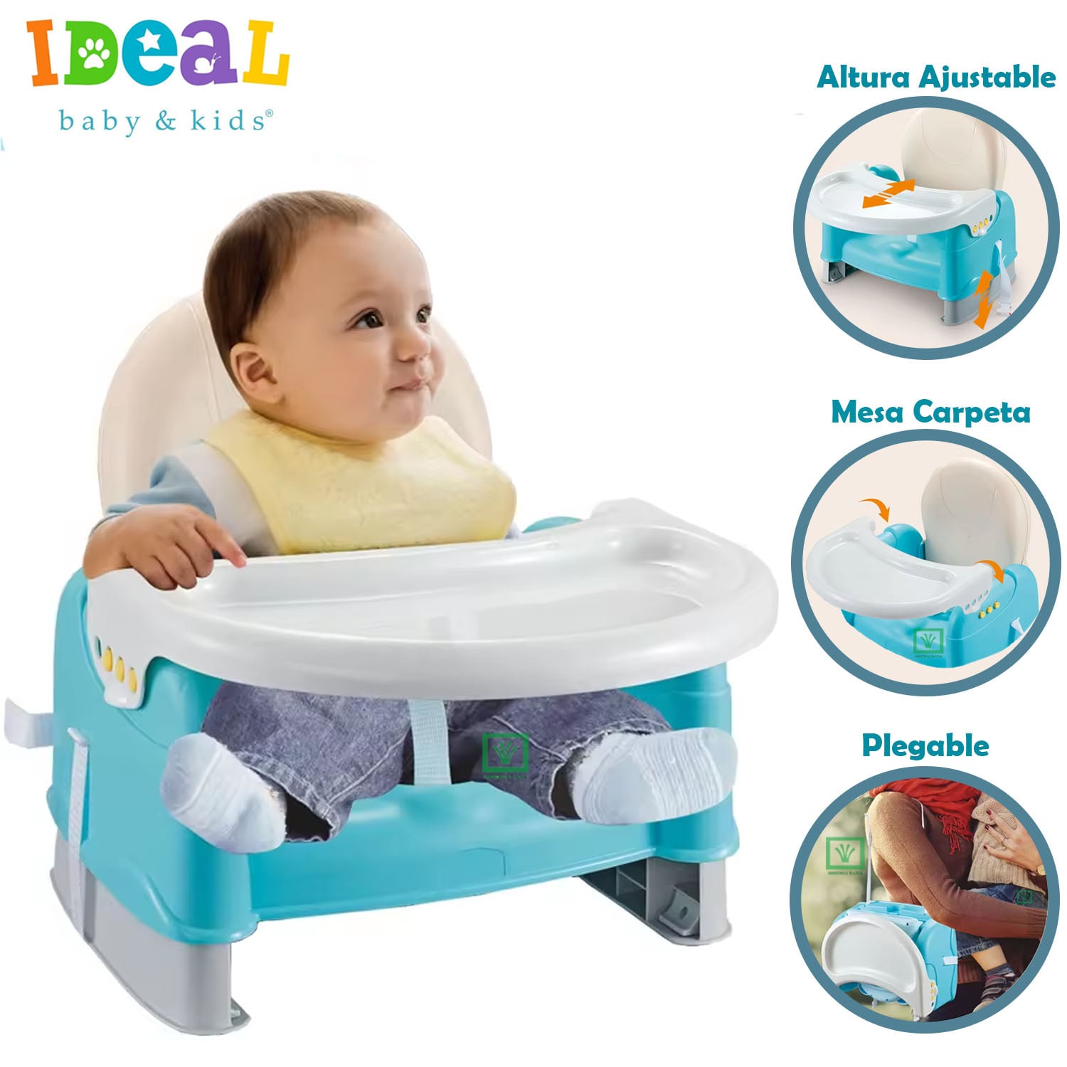 MESA DE COMER PORTATIL IDEAL PLEGABLE CELESTE - 1