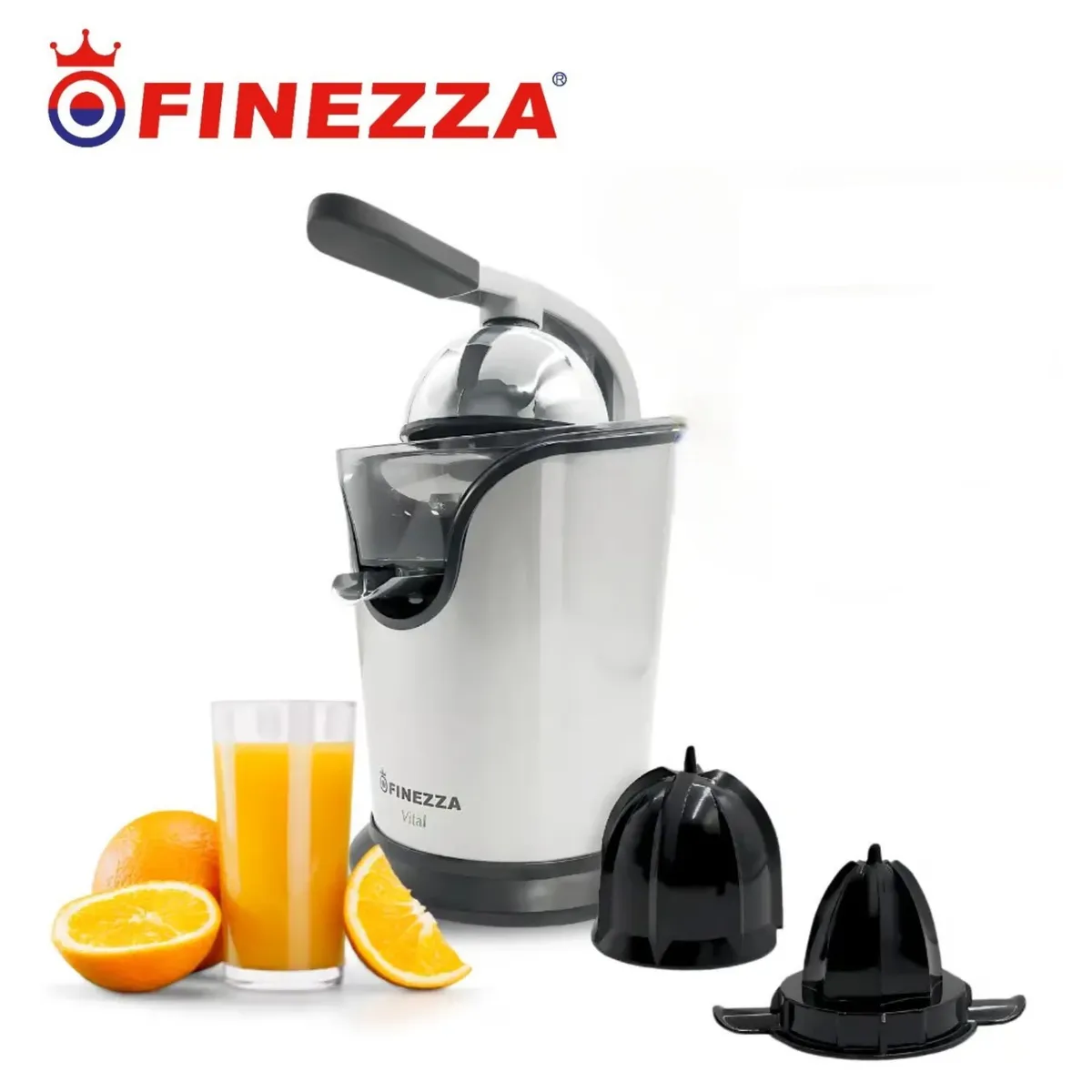 EXPRIMIDOR DE CÍTRICOS FINEZZA FZ- NA6070E CON PALANCA 100 WATTS ACERO - 1