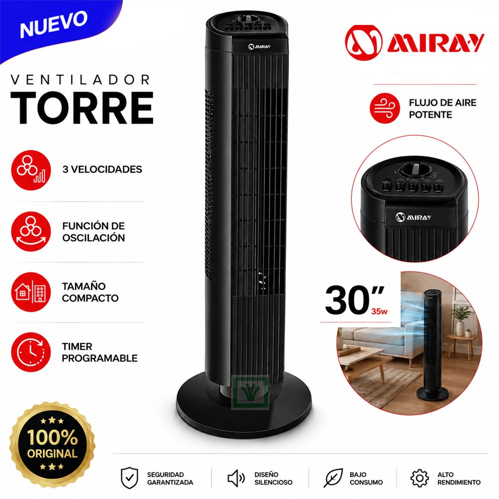 VENTILADOR TORRE MIRAY 30 ' VMTT-933 NEGRO - 1