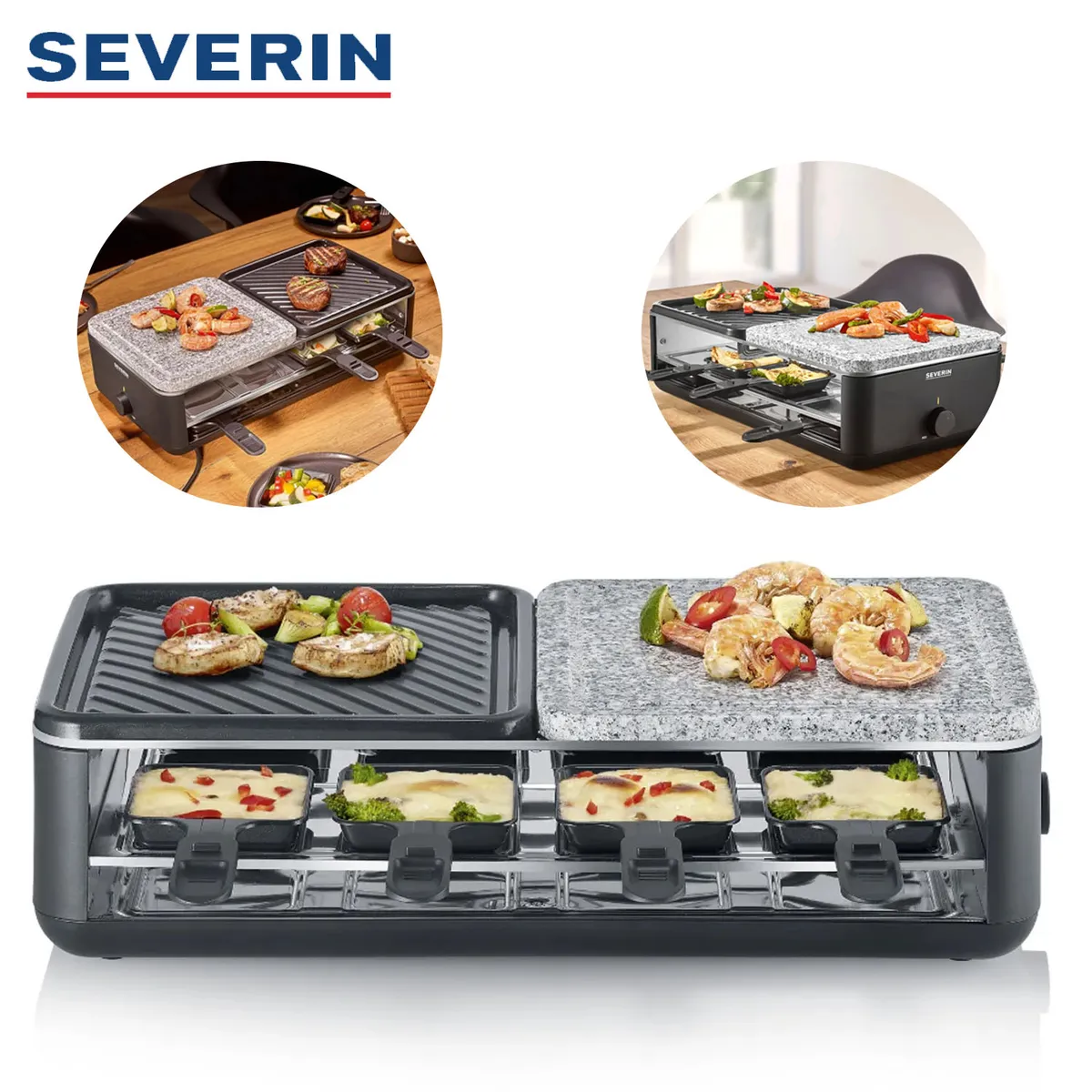 PARRILLA RACLETTE SEVERIN RG 2366 CON PIEDRA NATURAL Y PLACA CERÁMICA - 1