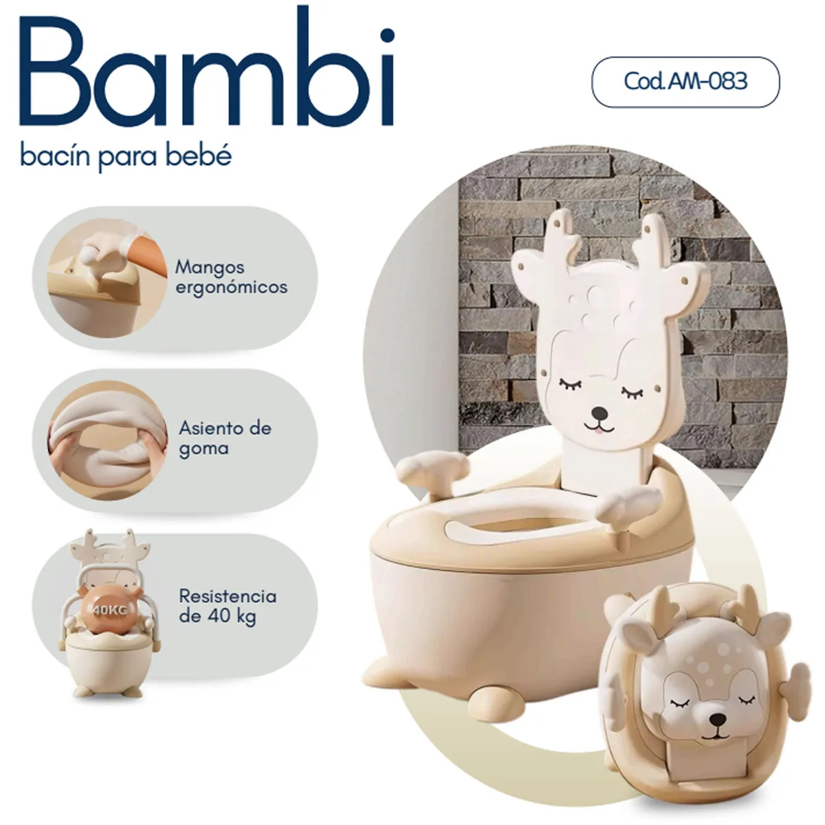 BACIN PARA BEBÉ «BAMBI» DE LUJO BEIGE - 1