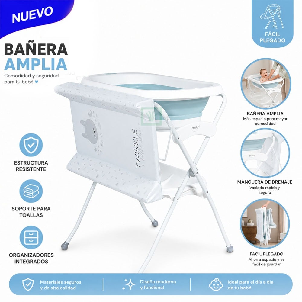 BAÑERA Y CAMBIADOR PLEGABLE SPARK AZUL - 1