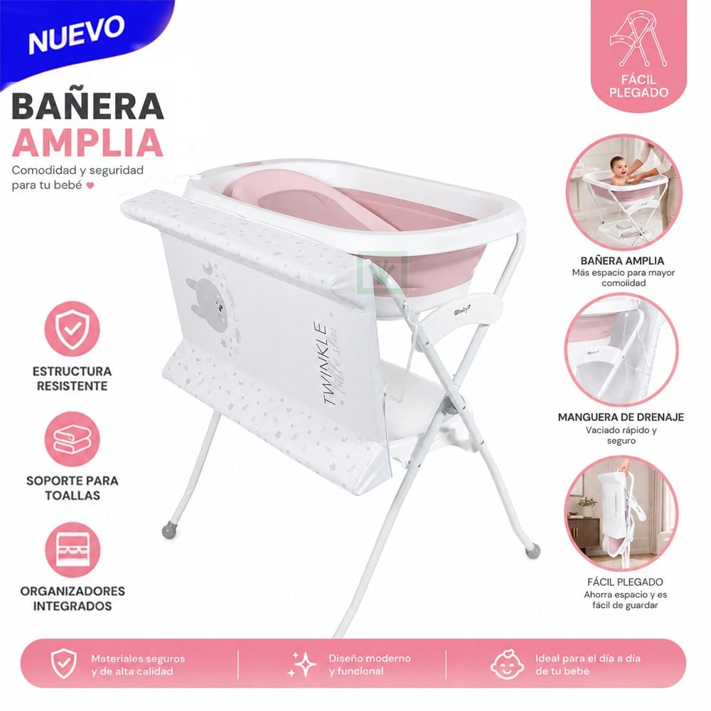 BAÑERA CAMBIADOR PLEGABLE SPARK ROSADO - 1