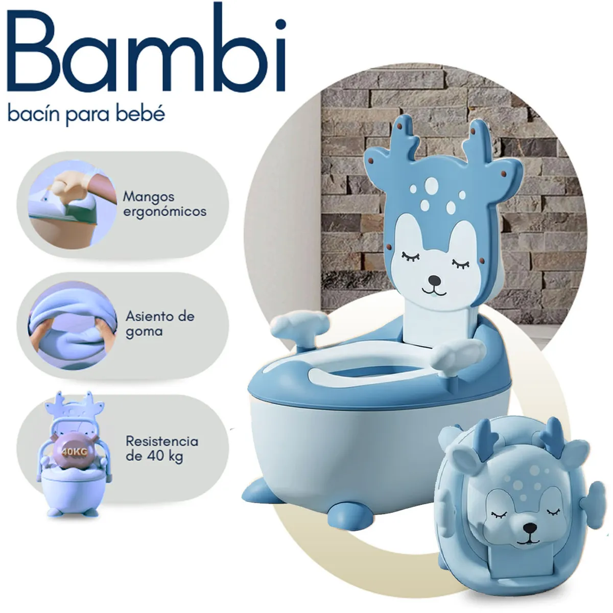 BACIN PARA BEBÉ «BAMBI» DE LUJO AZUL - 1
