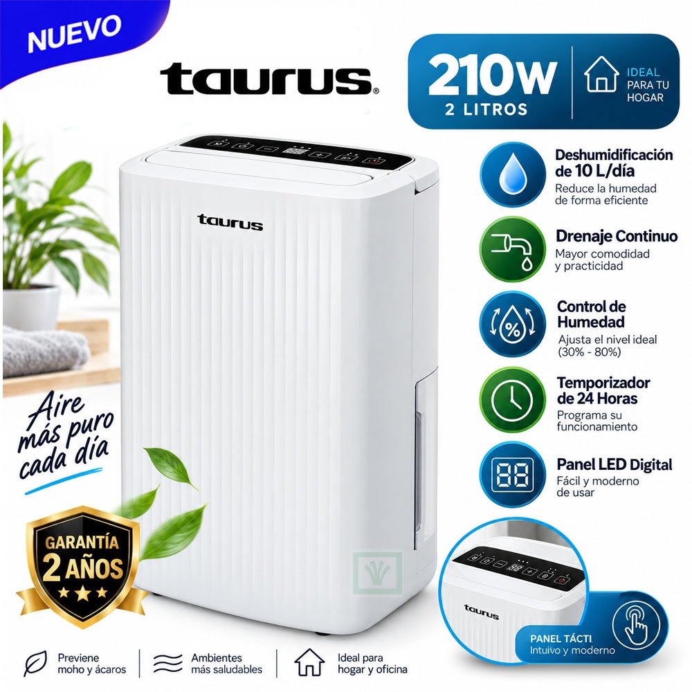 DESHUMEDECEDOR TAURUS DH-10L 10 LITROS 210W. - 1
