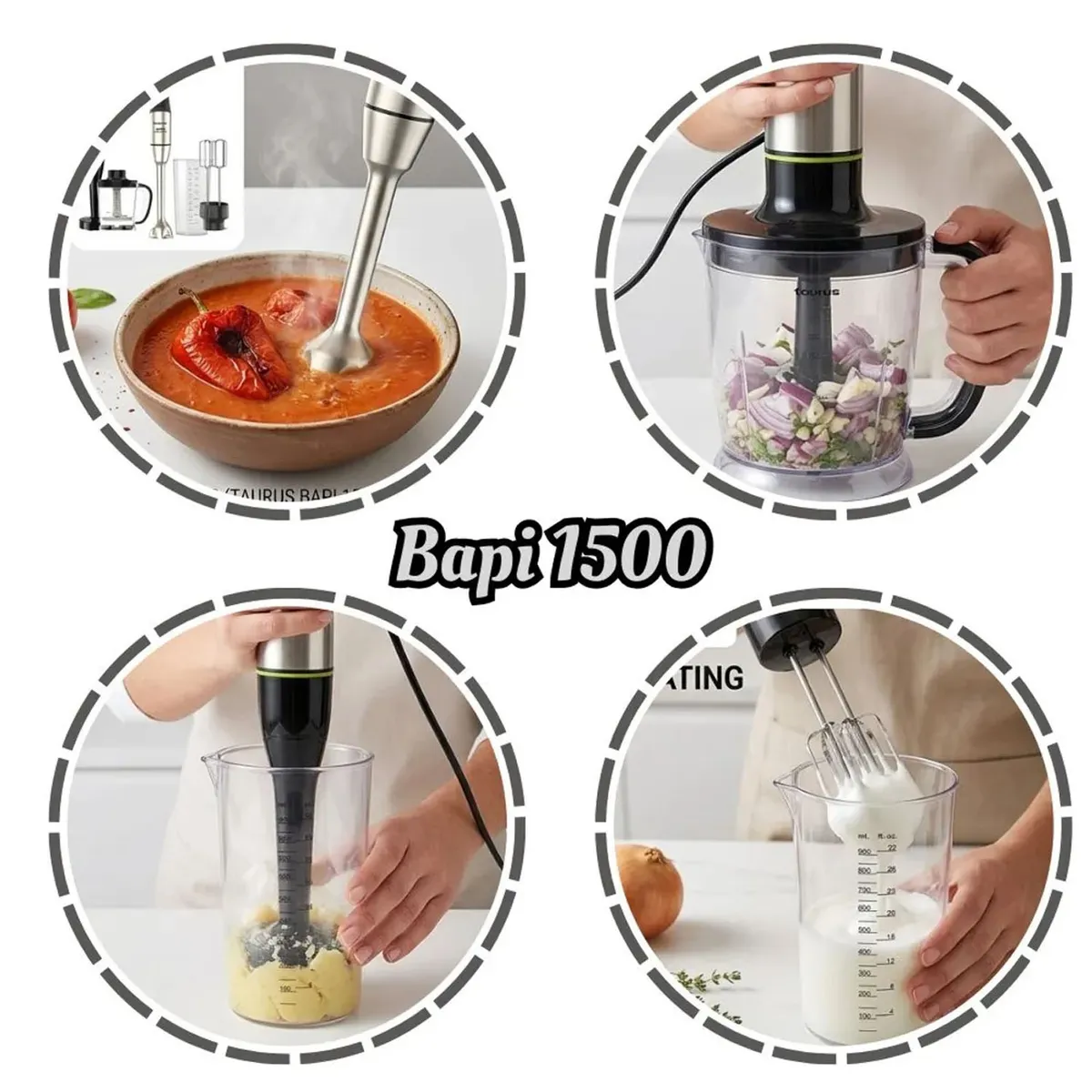 BATIDORA DE INMERSION TAURUS BAPI 1500 LUXE FULL SET - 7