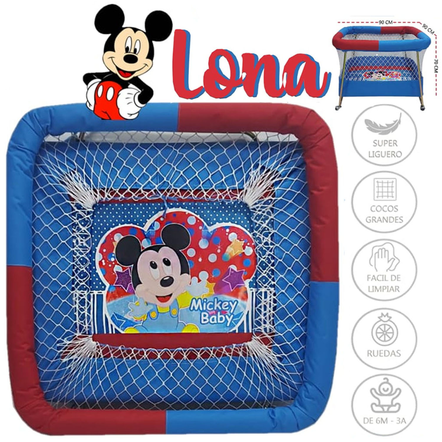 CORRAL CON RUEDAS PARA BEBES ACOLCHADO LONA NIÑO - 1