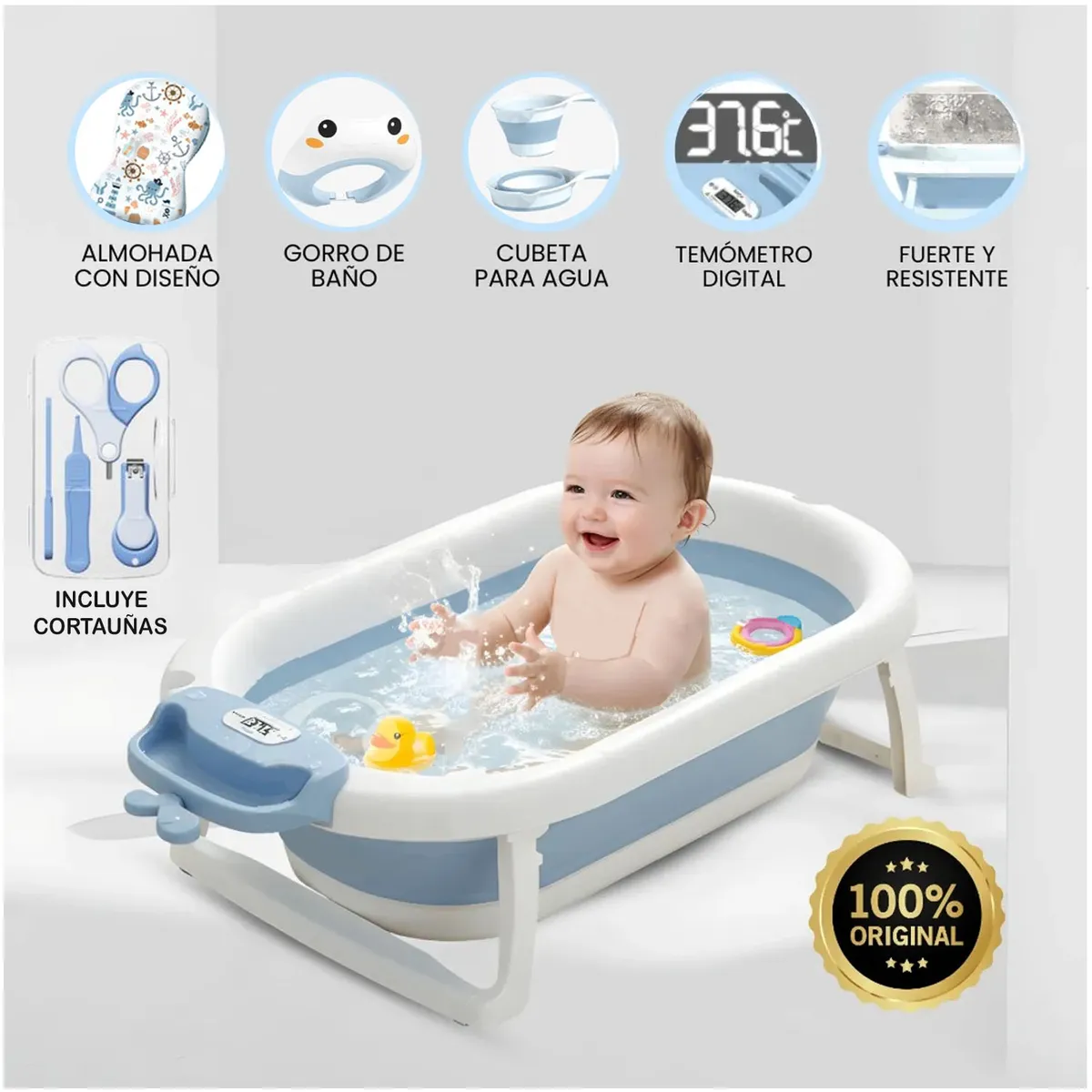BAÑERA PLEGABLE PARA BEBÉS «MAUI» BLUE - 1