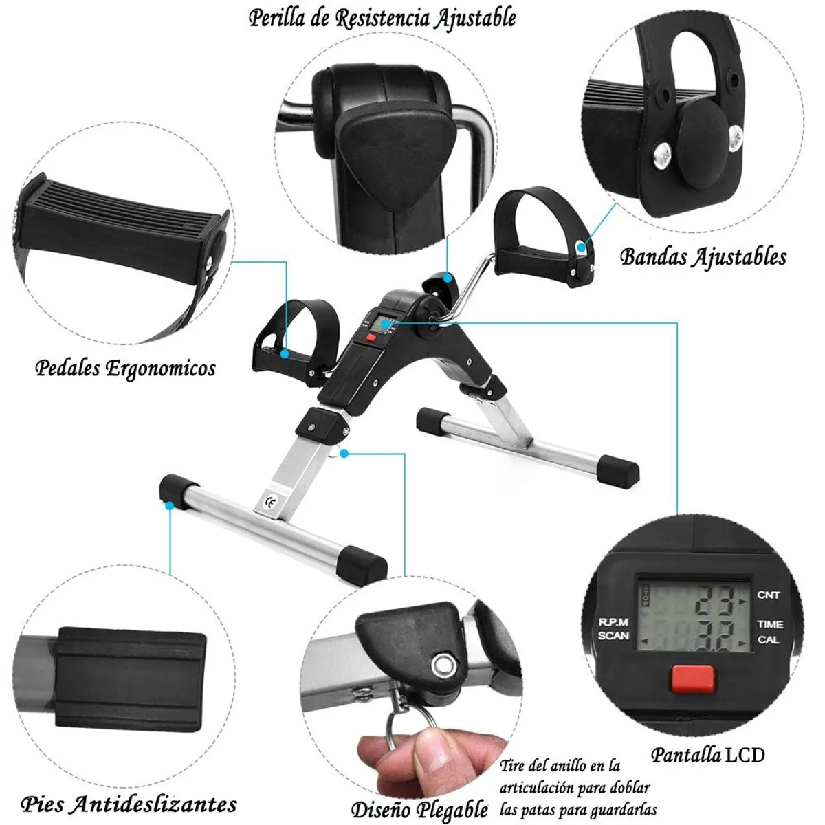 PEDALERA EJERCITADOR DIGITAL TERAPIA PIERNAS Y BRAZOS - 4