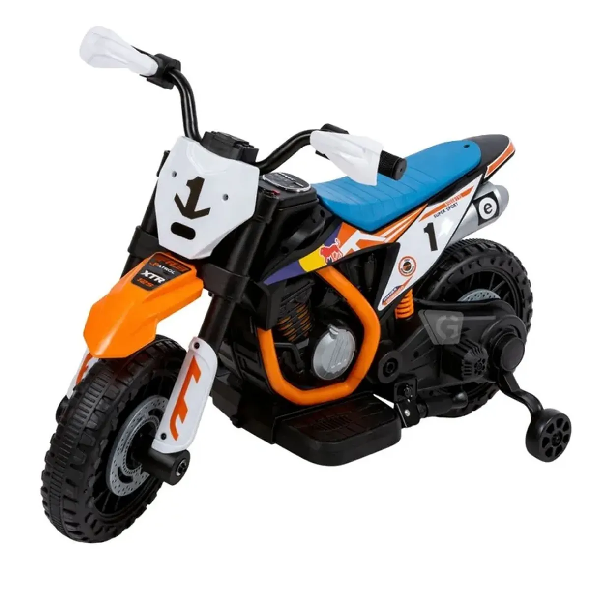 MOTOCICLETA A BATERÍA RECARGABLE MUSICAL Y LUCES EBABY COD.349 NARANJA - 2
