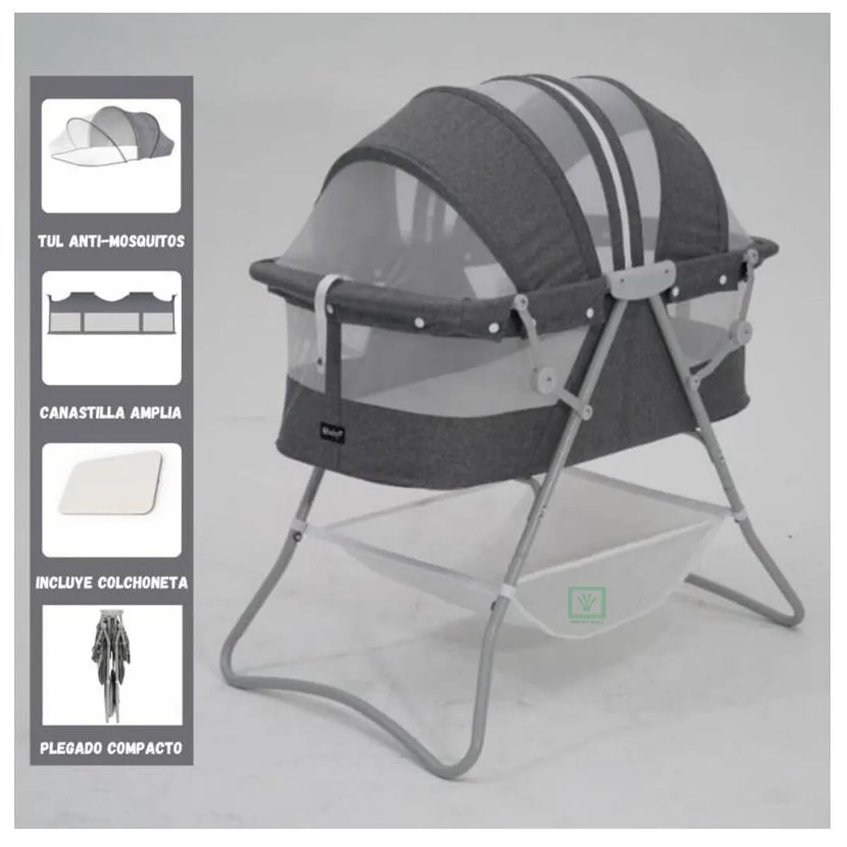 CUNA PORTÁTIL PLEGABLE PARA BEBÉ »DOLLY» GREY - 1