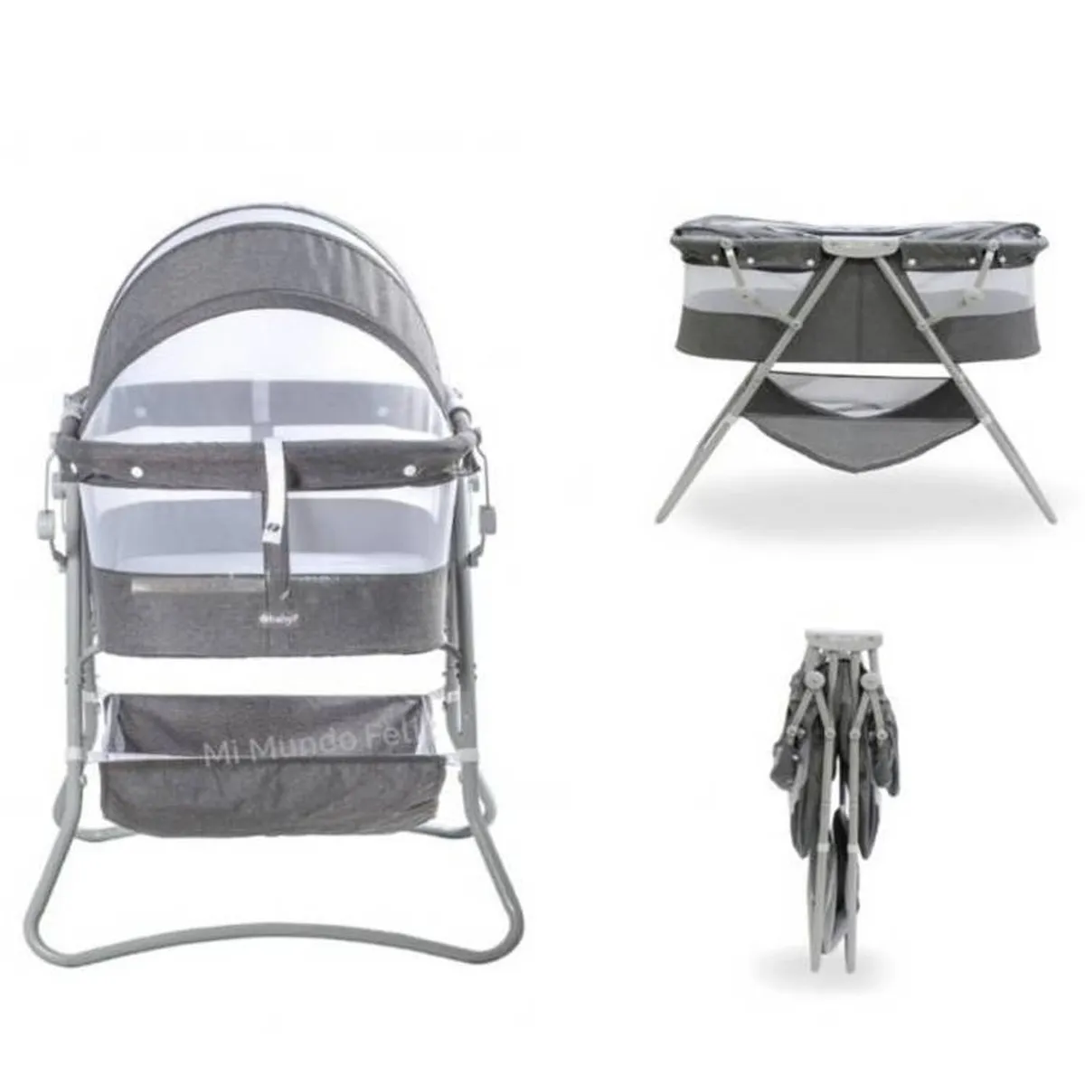 CUNA PORTÁTIL PLEGABLE PARA BEBÉ »DOLLY» GREY - 3